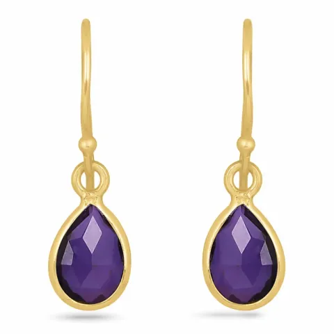 lange Tropfen Amethyst Ohrringe in vergoldetem Silber - Loom Stones