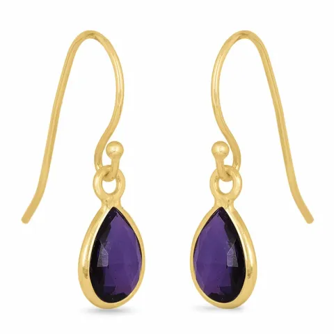 lange Tropfen Amethyst Ohrringe in vergoldetem Silber - Loom Stones