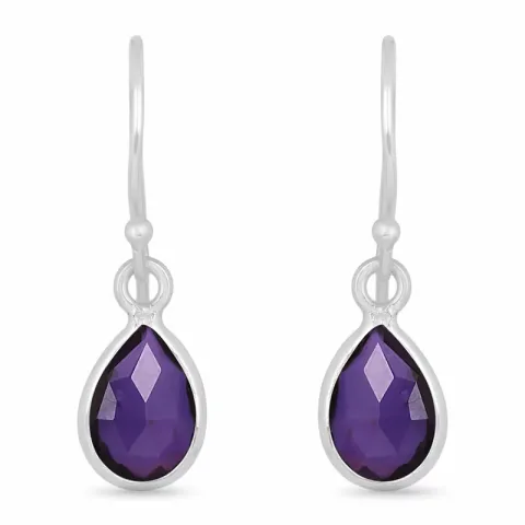 lange Tropfen Amethyst Ohrringe in Silber