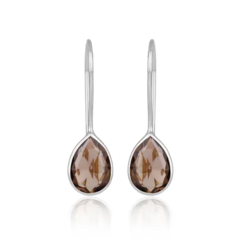 rauchfarbenem Quarz Ohrringe in Silber - Loom Stones