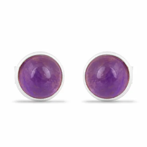 Matt runden violettem Amethyst Ohrstecker in Silber