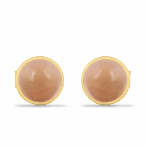 Matt runden altrosa Quarz Ohrstecker in vergoldetem Sterlingsilber