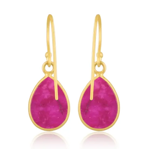 lange Rubin Ohrringe in vergoldetem Silber - Loom Stones