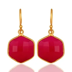 Pink Chalzedon Ohrringe in vergoldetem Sterlingsilber