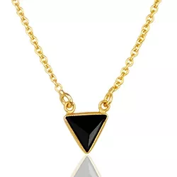 Dreieck Onyx Halskette aus vergoldetem Sterlingsilber und Anhänger aus vergoldetem Sterlingsilber