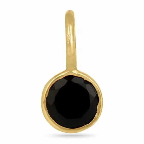 Klein schwarzem Onyx Anhänger aus vergoldetem Sterlingsilber