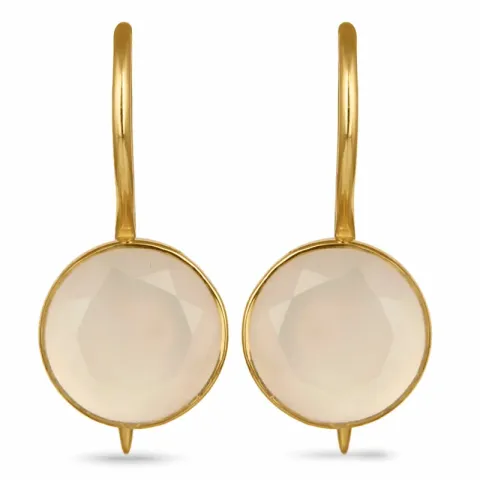 runden Mondstein Ohrringe in vergoldetem Sterlingsilber