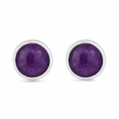 Runden violettem Amethyst Ohrstecker in Silber