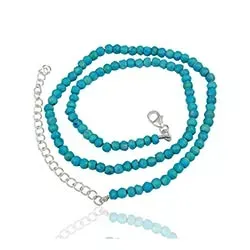 Einfacher blauem Türkis Halskette aus Silber 42 cm plus 8 cm x 4,0 mm