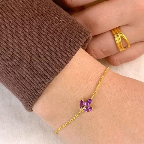 violettem Amethyst Armband aus vergoldetem Sterlingsilber und Anhänger aus vergoldetem Sterlingsilber