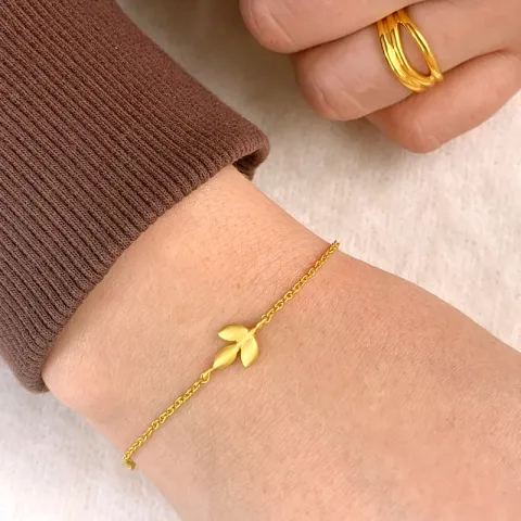 Blatt Armband aus vergoldetem Sterlingsilber und Anhänger aus vergoldetem Sterlingsilber