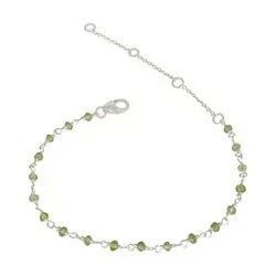 Elegant Peridot Armband aus Silber 15 cm plus 4 cm x 3,0 mm