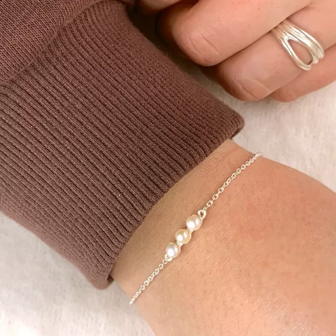 Elegant Perle Armband aus Silber 14 cm plus 5 cm x 4,0 mm