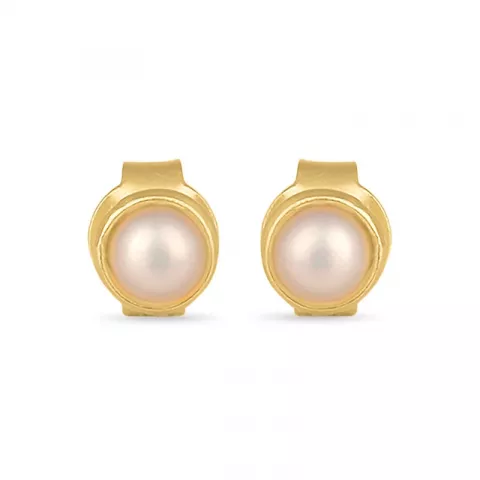 5 mm runden Perle Ohrringe in vergoldetem Sterlingsilber