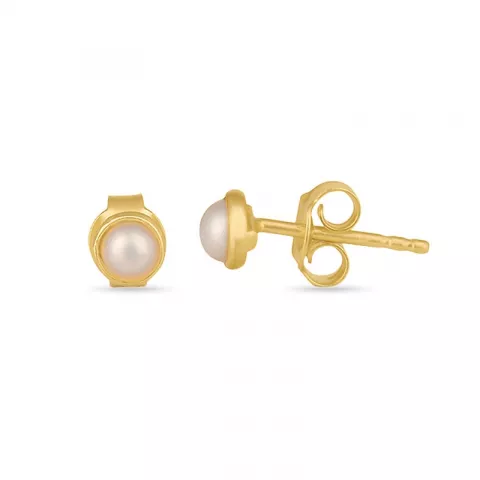 5 mm runden Perle Ohrringe in vergoldetem Sterlingsilber
