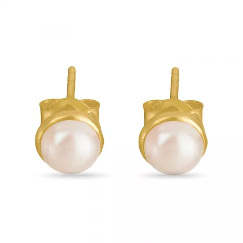7 mm weißen Perle Ohrringe in vergoldetem Sterlingsilber