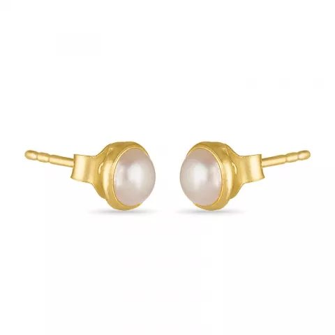 7 mm weißen Perle Ohrringe in vergoldetem Sterlingsilber