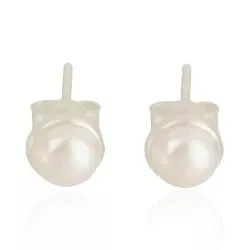7 mm runden Perle Ohrringe in Silber