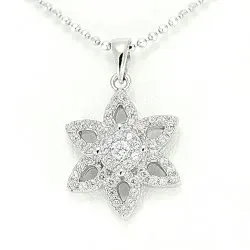 Blumen Zirkon Anhänger aus Silber