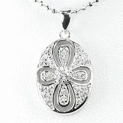 Ovaler Blumen Anhänger aus Silber
