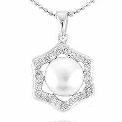 Blumen Perle Anhänger aus Silber