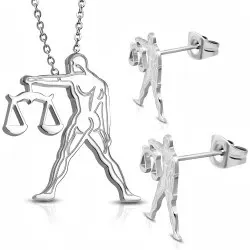 Waage Set mit Ohrringe und Anhänger in Stahl