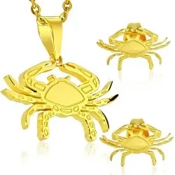 Krebs Set mit Ohrringe und Anhänger in vergoldetem Stahl