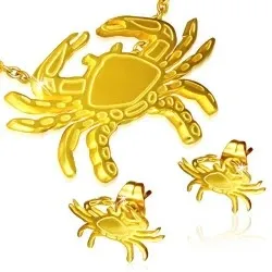Krebs Set mit Ohrringe und Anhänger in vergoldetem Stahl