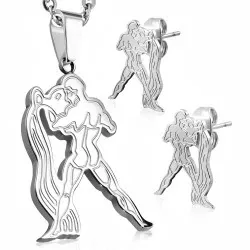 Wassermann Set mit Ohrringe und Anhänger in Stahl