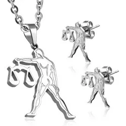 Waage Set mit Ohrringe und Anhänger in Stahl