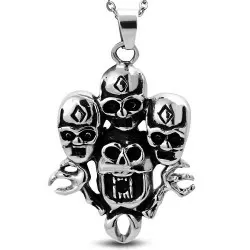 Großer Totenkopf Schmuck aus Schwarzer Stahl