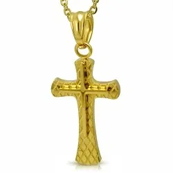 Doppeltes Kreuz Anhänger aus vergoldetem Stahl