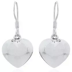 Polierten Herz Ohrringe in Silber