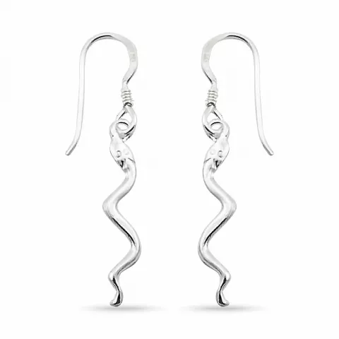 lange Schlange Ohrringe in Silber