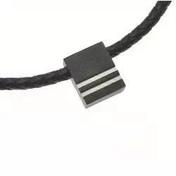 geflochtenes Halskette aus schwarz Leder mit Stahl  x 4,8 mm
