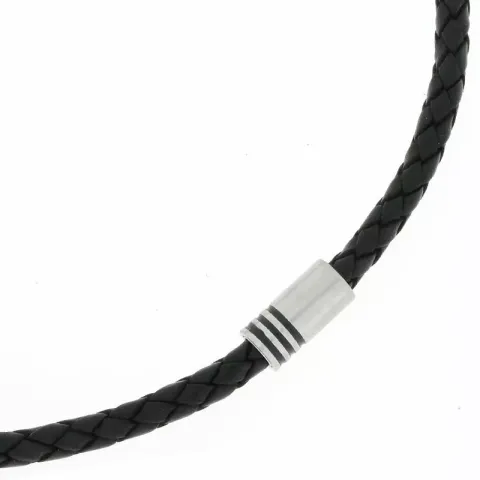 Hard Steel schwarz Halskette in Leder mit Edelstahl