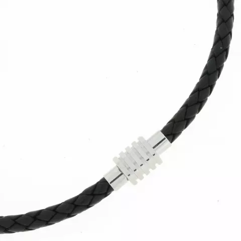 Hard Steel schwarz Halskette in Leder mit Edelstahl