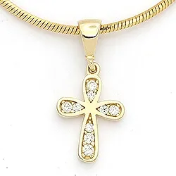 Kreuz Zirkon Anhänger aus 14 Karat Gold