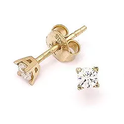 3 mm Zirkon Ohrstecker in 14 Karat Gold mit Zirkonen