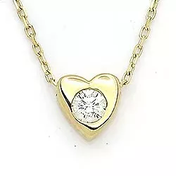 Herz weißem Zirkon Anhänger mit Halskette aus 14 Karat Gold