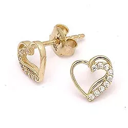 Herz Zirkon Goldohrringe in 14 Karat Gold mit Zirkonen