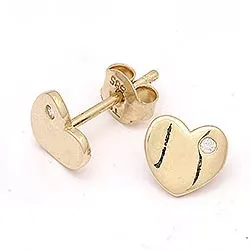 Herz Zirkon Ohrstecker in 14 Karat Gold mit Zirkonen