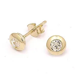 Runden Zirkon Ohrstecker in 14 Karat Gold mit Zirkonen