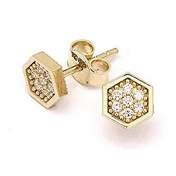 weißen Ohrstecker in 14 Karat Gold mit