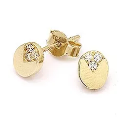Ovalen Ohrstecker in 14 Karat Gold mit Zirkonen