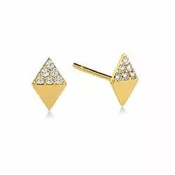 Kleinen Kranz und Ziegler Zirkon Ohrringe in 8 Karat Gold weißen Zirkonen