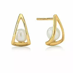 Kranz und Ziegler dreieck Perle Ohrringe in 8 Karat Gold