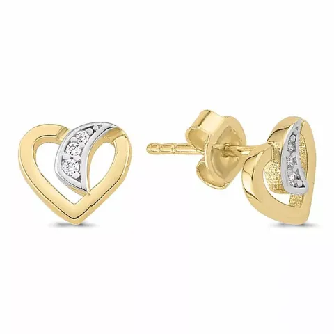 Schmuck: Herz Ohrstecker in 8 Karat Gold mit Zirkonen