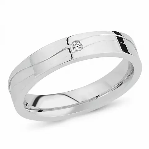 Einfacher Zirkon Ring aus rhodiniertem Silber