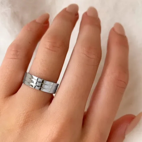 Zirkon Ring aus rhodiniertem Silber